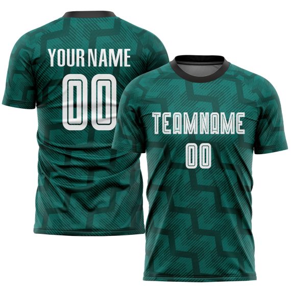 Custom Green White-Black Sublimation Soccer Uniform Jersey