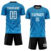 Custom Light Blue White-Black Sublimation Soccer Uniform Jersey