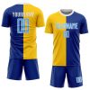 Custom Royal Light Blue-Gold Sublimation Split Fashion Soccer Uniform Jersey