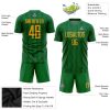 Custom Kelly Green Gold Sublimation Soccer Uniform Jersey