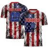 Custom White Royal-Red American Flag Fashion Sublimation Soccer Uniform Jersey