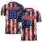 Custom White Royal-Red American Flag Fashion Sublimation Soccer Uniform Jersey