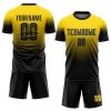 Custom Gold Black Sublimation Fade Fashion Soccer Uniform Jersey