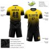 Custom Gold Black Sublimation Fade Fashion Soccer Uniform Jersey